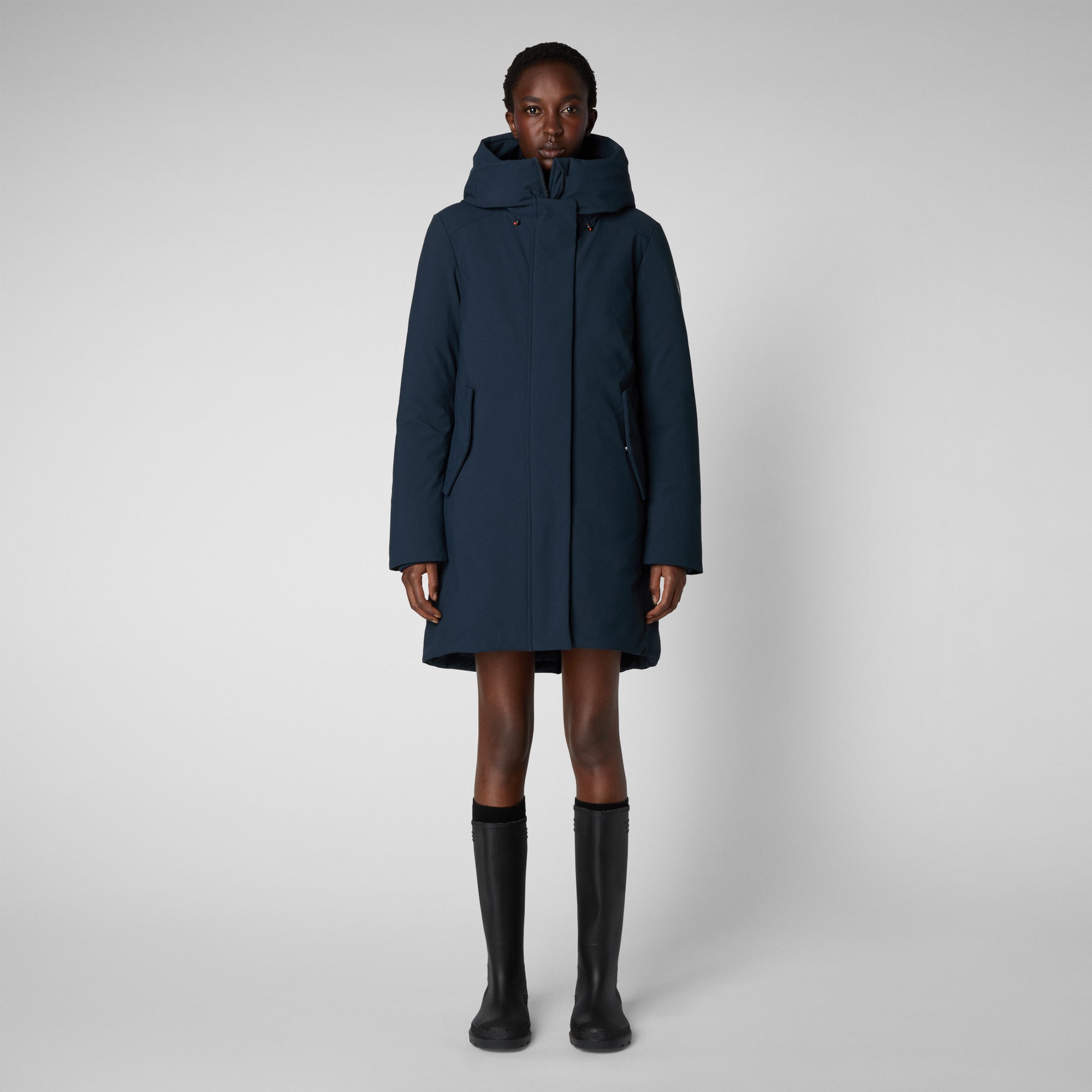 Women's Nellie Hooded Parka in Blue Black