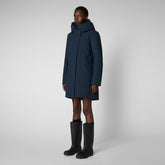 Women's Nellie Hooded Parka in Blue Black - Arctic Collection | Save The Duck