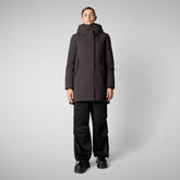 Women's hooded parka nellie in brown black - Arctic Woman Collection | Save The Duck