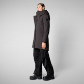 Women's hooded parka nellie in brown black | Save The Duck