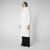 Women's Missy Long Hooded Puffer Coat in Off White | Save The Duck