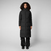 Women's Missy Long Hooded Puffer Coat in Black - Free Water Bottle Collection | Save The Duck
