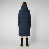 Women's Missy Long Hooded Puffer Coat in Blue Black - Women's Parkas | Save The Duck