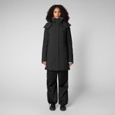 Women's Samantah Hooded Parka with Faux Fur Lining in Black - Fall Winter 2023 Collection | Save The Duck