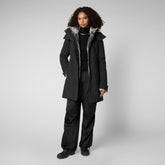 Women's Samantah Hooded Parka with Faux Fur Lining in Black - Fall Winter 2023 Collection | Save The Duck
