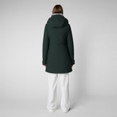 Women's Samantah Hooded Parka with Faux Fur Lining in Green Black - Fall Winter 2023 Women's Collection | Save The Duck