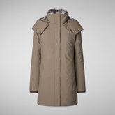 Women's hooded parka Samantah in mud grey | Save The Duck