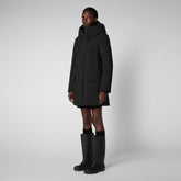 Women's Soleil Black Hooded Parka in Black - SMEG Collection | Save The Duck