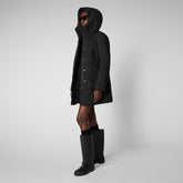 Women's Soleil Black Hooded Parka in Black - Arctic Collection | Save The Duck