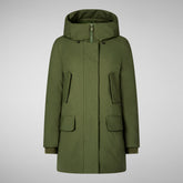 Women's hooded parka Soleil in moss green | Save The Duck