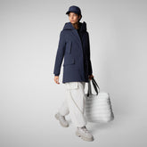 Women's hooded parka Soleil in navy blue - Arctic Woman Collection | Save The Duck