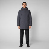 Men's Wilson Arctic Hooded Parka in Grey Black - SMEG Collection | Save The Duck