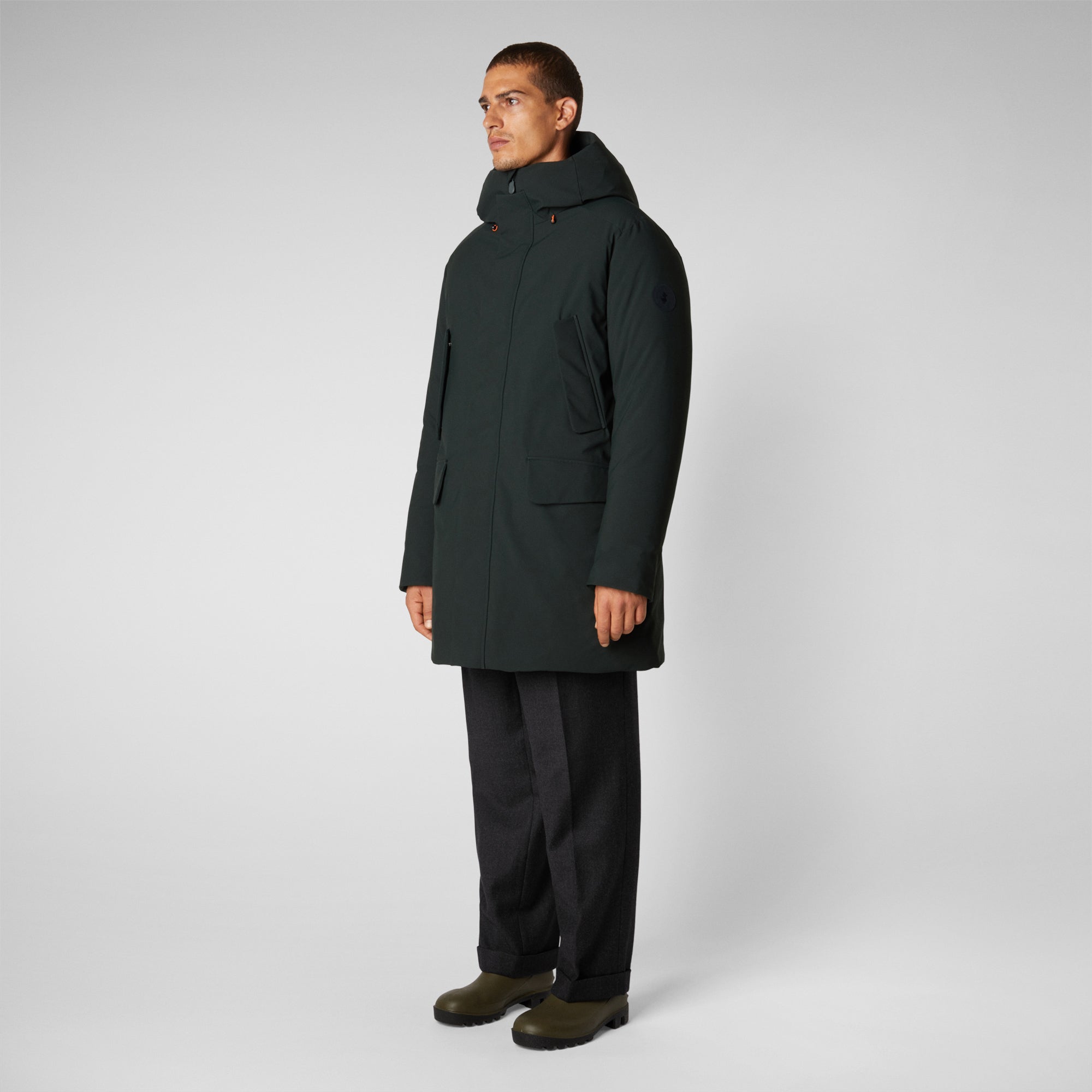 Men's Wilson Arctic Hooded Parka in Green Black - Save The Duck