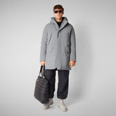 Man's hooded parka Wilson in mid grey - Man Parka | Save The Duck