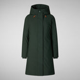 Women's Sienna Hooded Parka in Green Black | Save The Duck