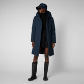 Women's Sienna Hooded Parka in Blue Black - Parkas | Save The Duck