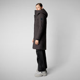 Women's hooded parka Sienna in brown black | Save The Duck