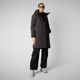 Women's hooded parka Sienna in brown black | Save The Duck