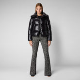 Women's Moma Puffer Jacket with Faux Fur Collar in Black - Fall Winter 2022 | Save The Duck