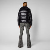 Women's Moma Puffer Jacket with Faux Fur Collar in Black - Fall Winter 2023 Collection | Save The Duck