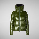 Women's Moma Puffer Jacket with Faux Fur Collar in Pine Green | Save The Duck