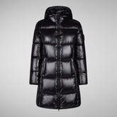 Women's Ines Hooded Puffer Coat in Black | Save The Duck